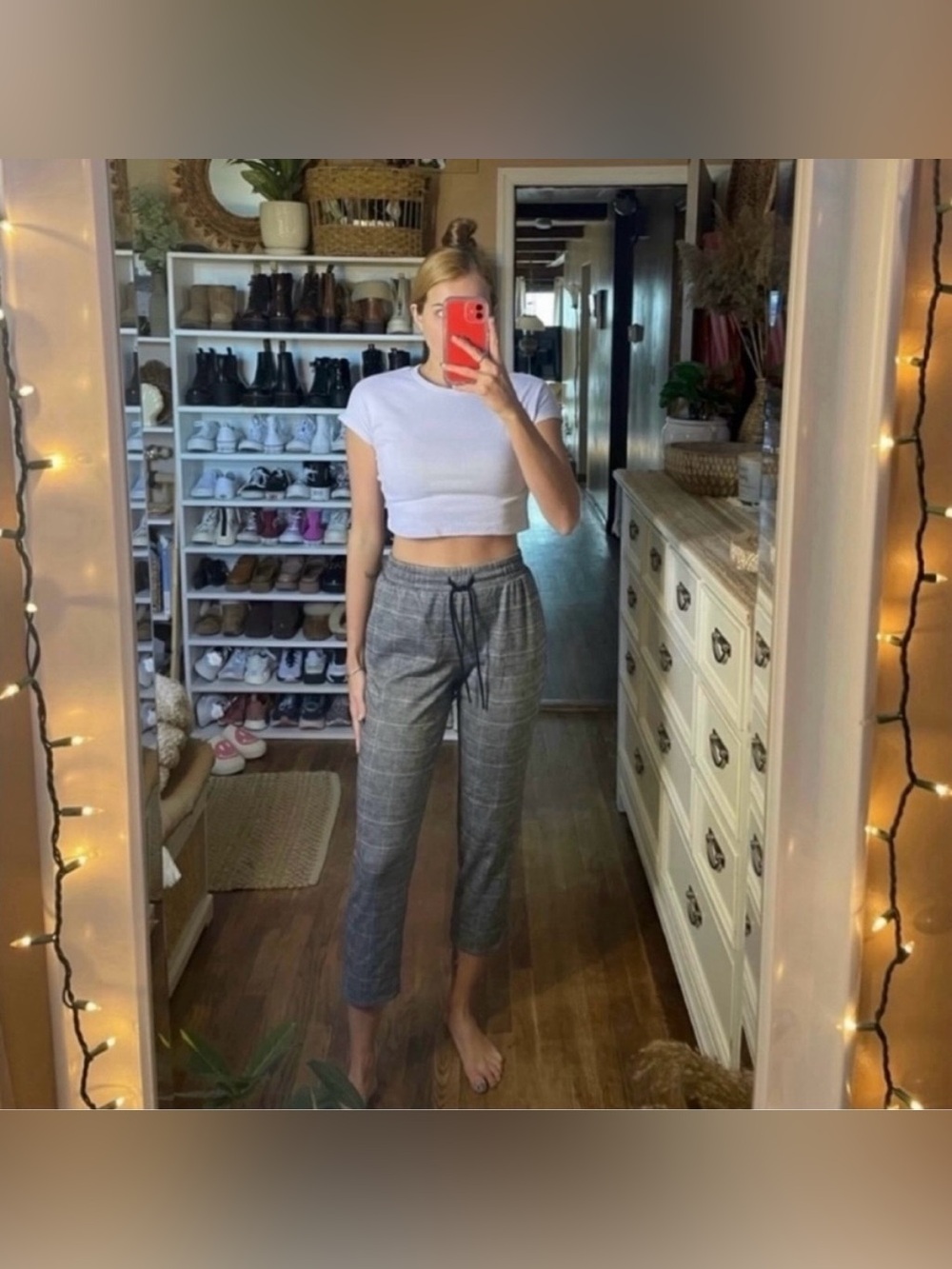A new day high waisted plaid elastic waist pants size extra small